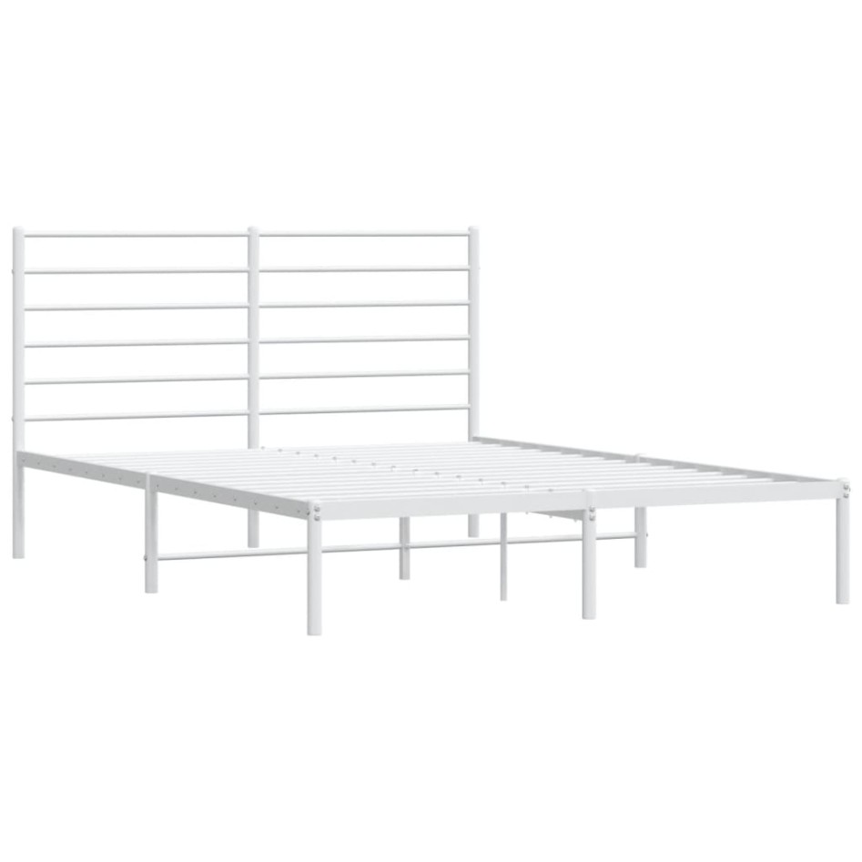 Estructura de cama de metal con cabecero blanca 150x200