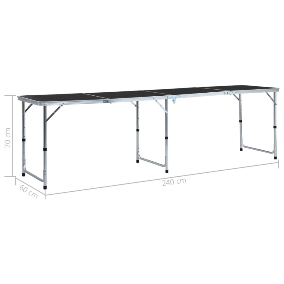 Mesa de camping plegable de aluminio gris 240x60