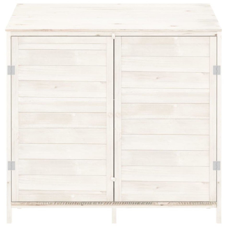 Cobertizo de jardín madera de abeto maciza blanco 102x52x112