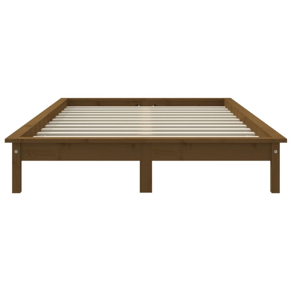 Estructura de cama madera maciza pino marrón miel 140x200