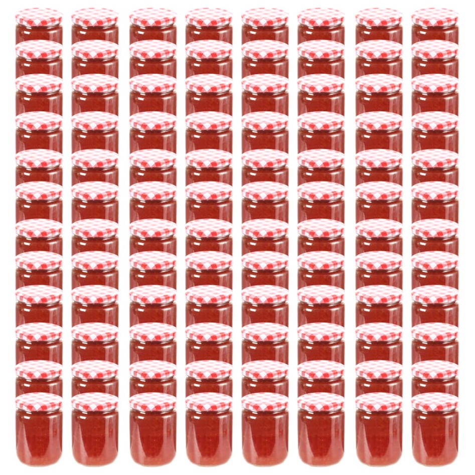 Tarros de mermelada de vidrio tapa blanca y roja 96 uds 230
