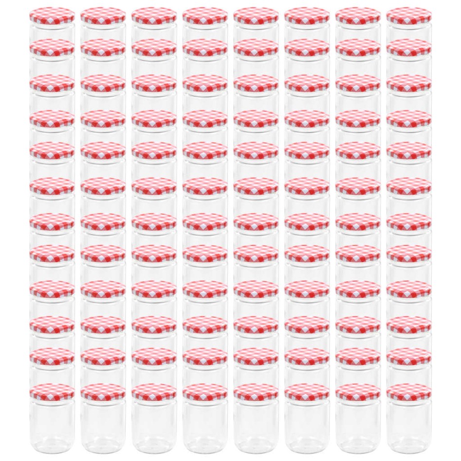 Tarros de mermelada de vidrio tapa blanca y roja 96 uds 230