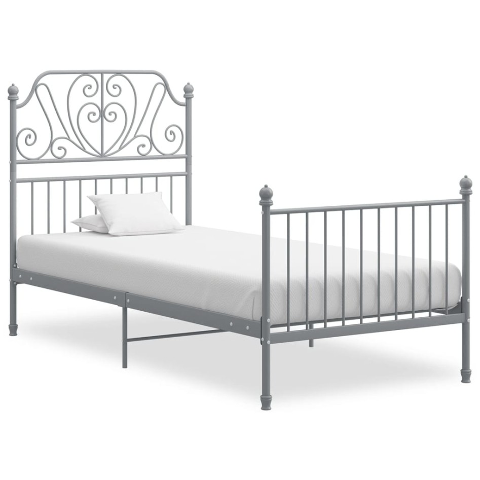 Estructura de cama de metal gris 90x200