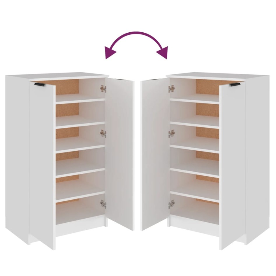 Mueble zapatero de madera contrachapada blanco 59x35x100