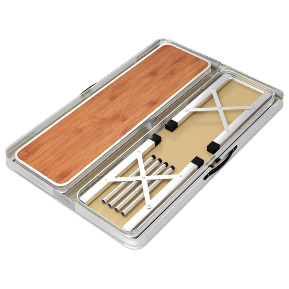Mesa de camping plegable con 2 bancos aluminio