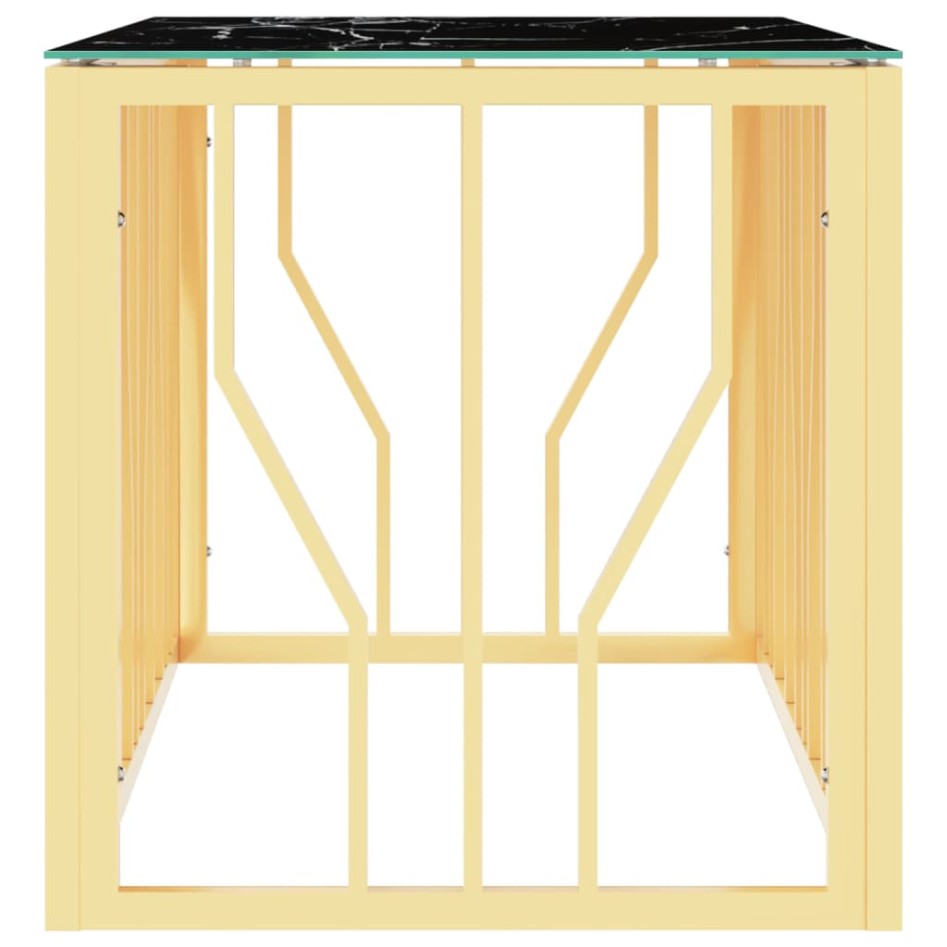 Mesa de centro de acero inoxidable y vidrio dorada 110x45x45