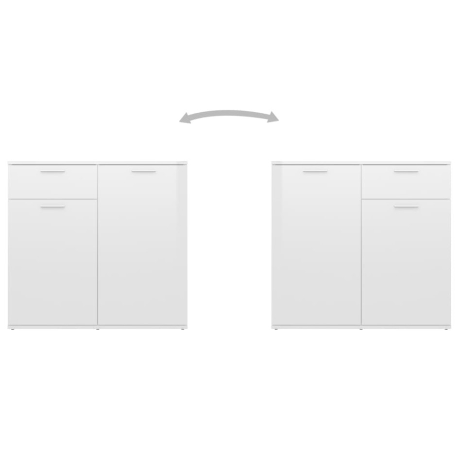 Aparador de madera de ingeniería blanco brillo 160x36x75