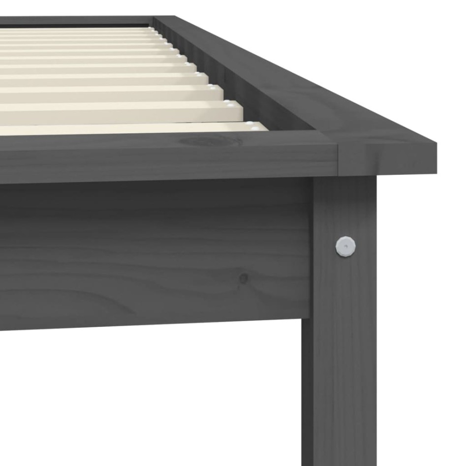Estructura de cama madera maciza de pino gris 90x190