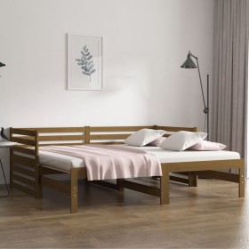 Sofá cama extraíble madera maciza pino marrón miel