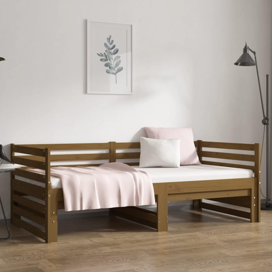 Sofá cama extraíble madera maciza pino marrón miel