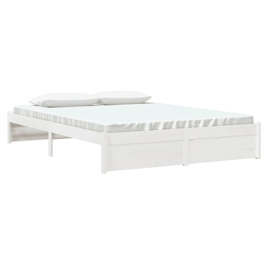 Estructura de cama madera maciza blanca King Size 150x200