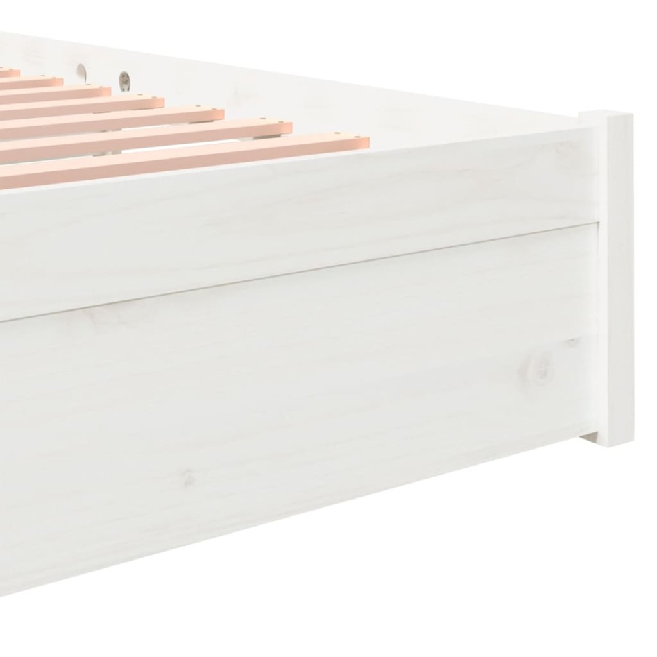Estructura de cama madera maciza blanca King Size 150x200