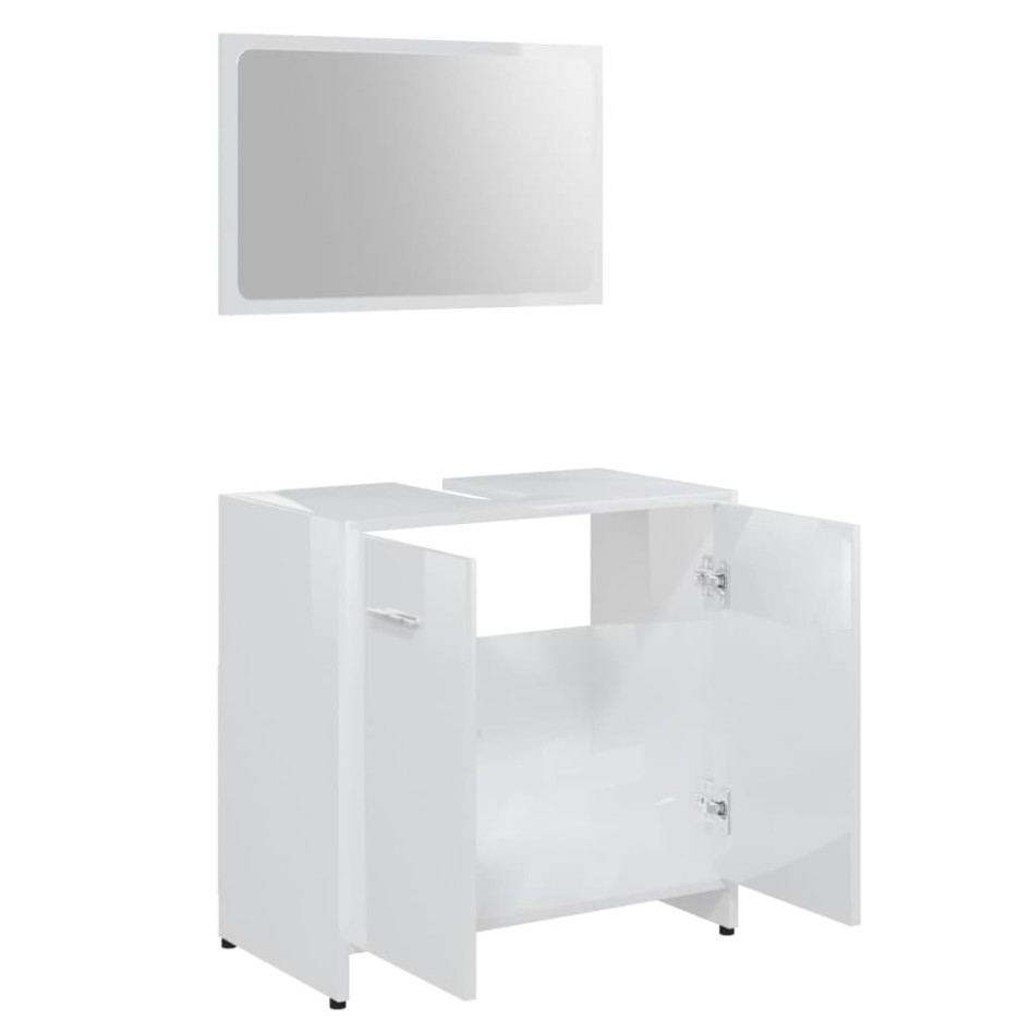 Juego muebles de baño 4 piezas madera ingeniería blanco