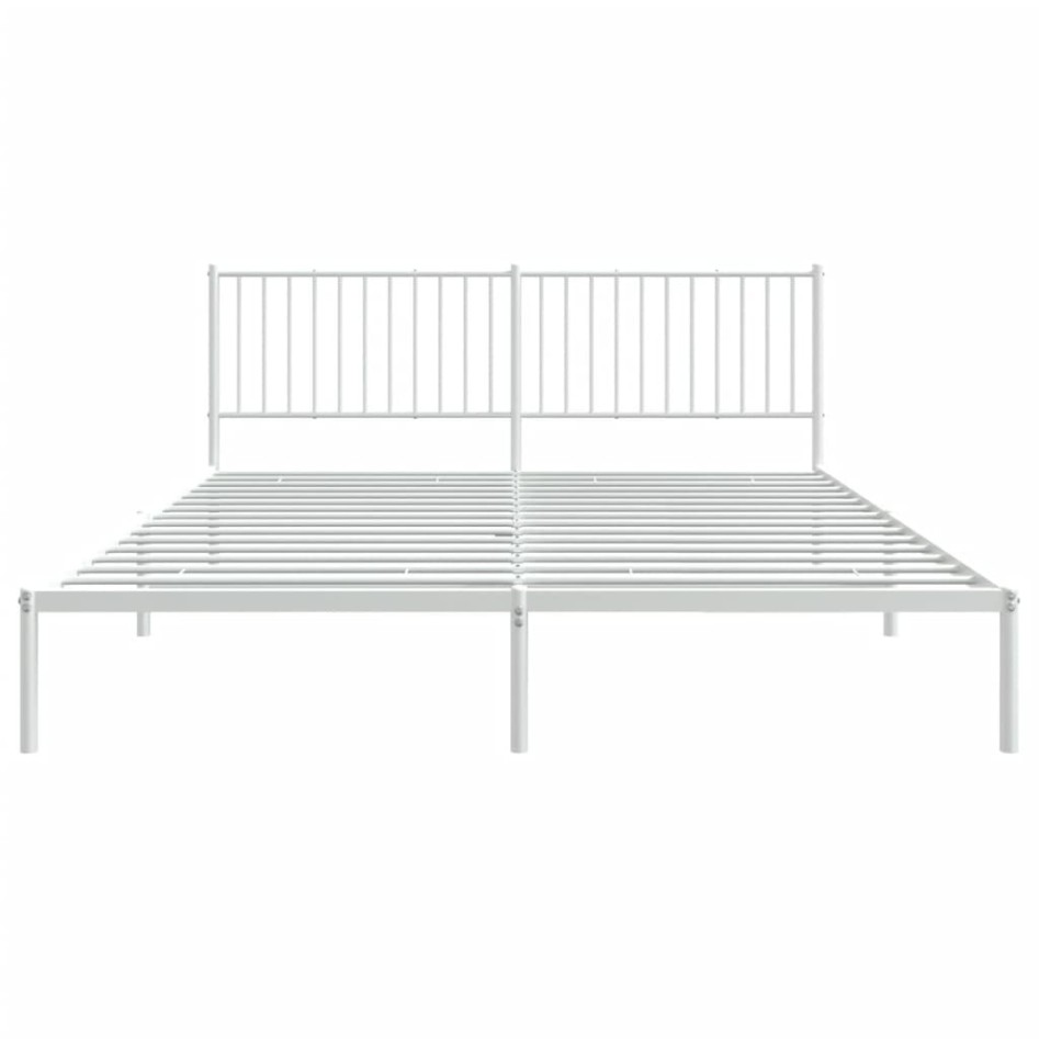 Estructura de cama de metal con cabecero blanco 183x213