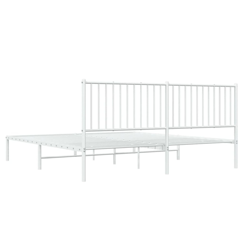 Estructura de cama de metal con cabecero blanco 183x213