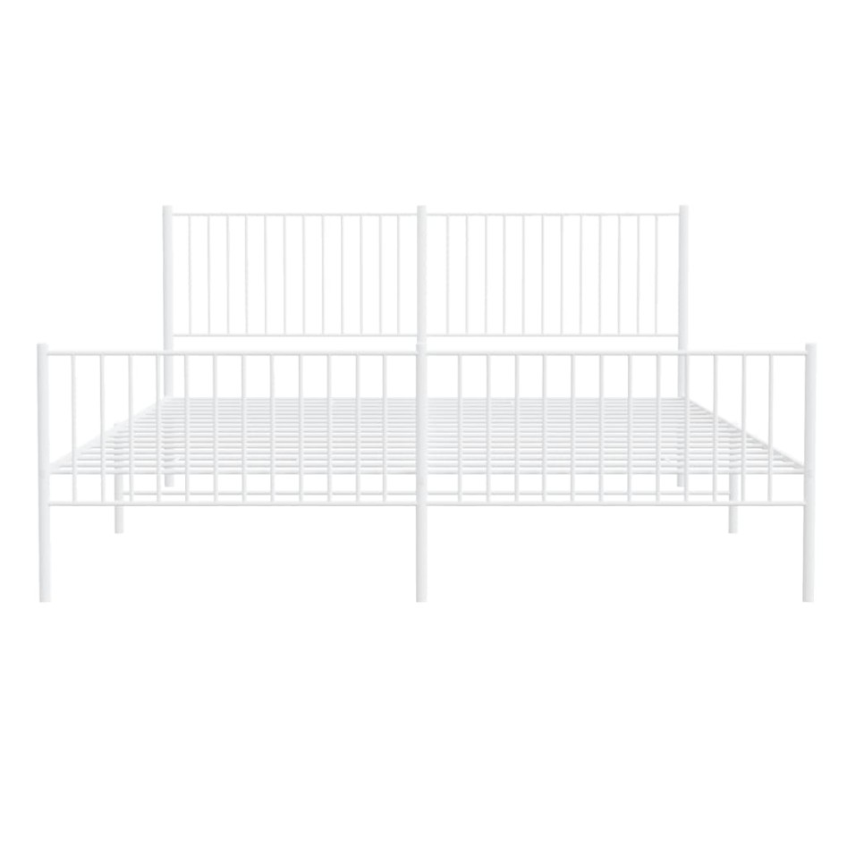 Estructura cama metal con cabecero y pie cama blanco 193x203