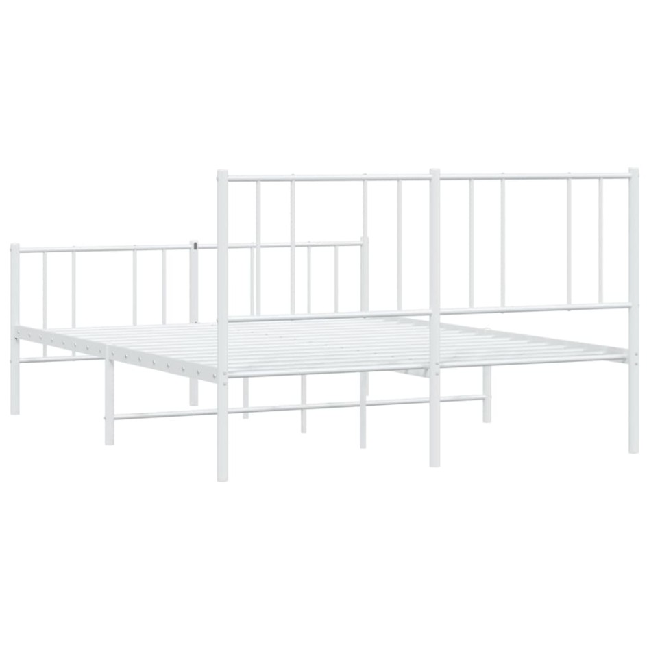 Estructura cama metal con cabecero y estribo blanco 120x190