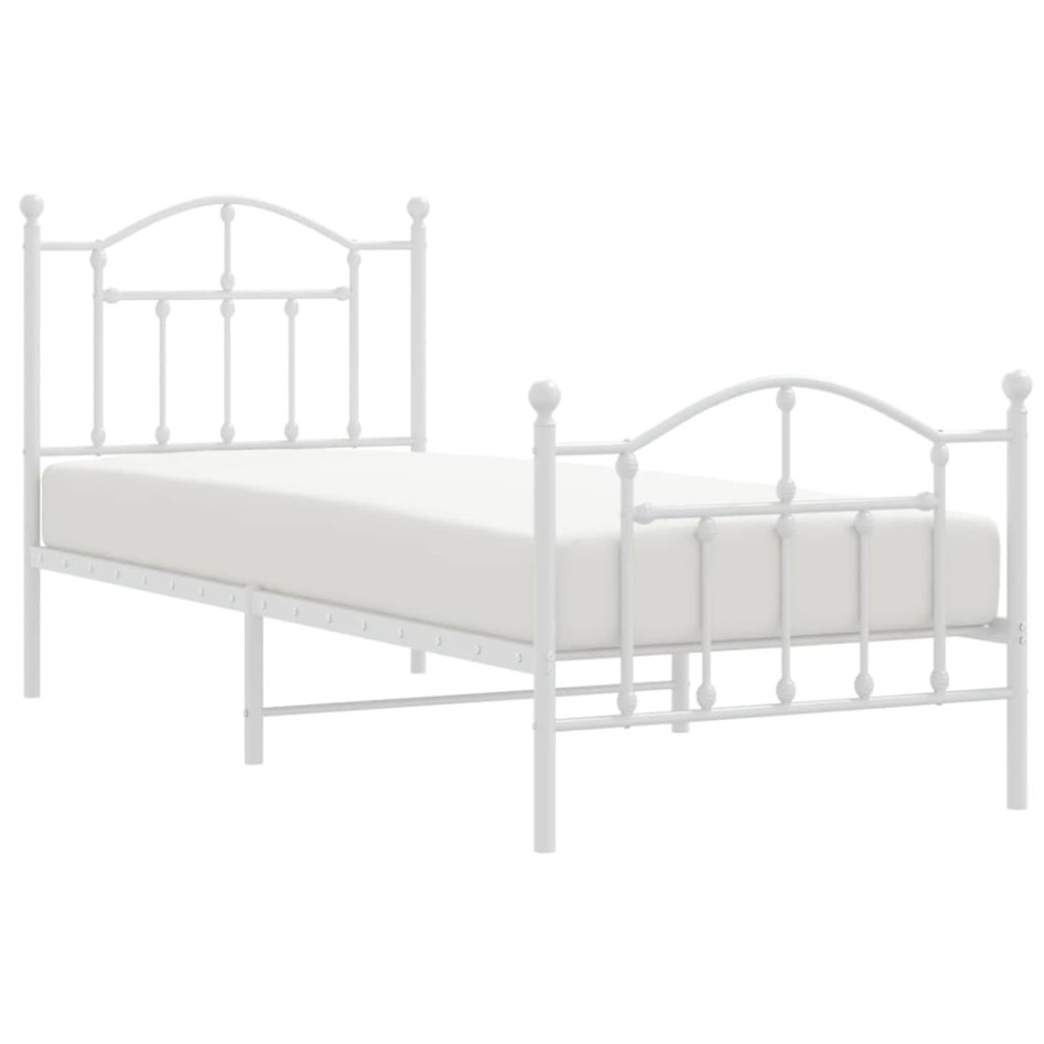 Estructura cama metal con cabecero y pie cama blanca 90x190