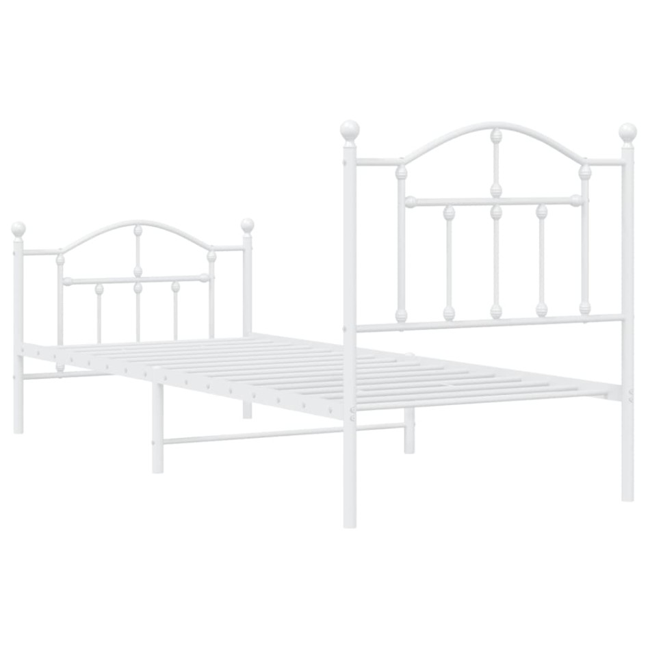 Estructura cama metal con cabecero y pie cama blanca 90x190
