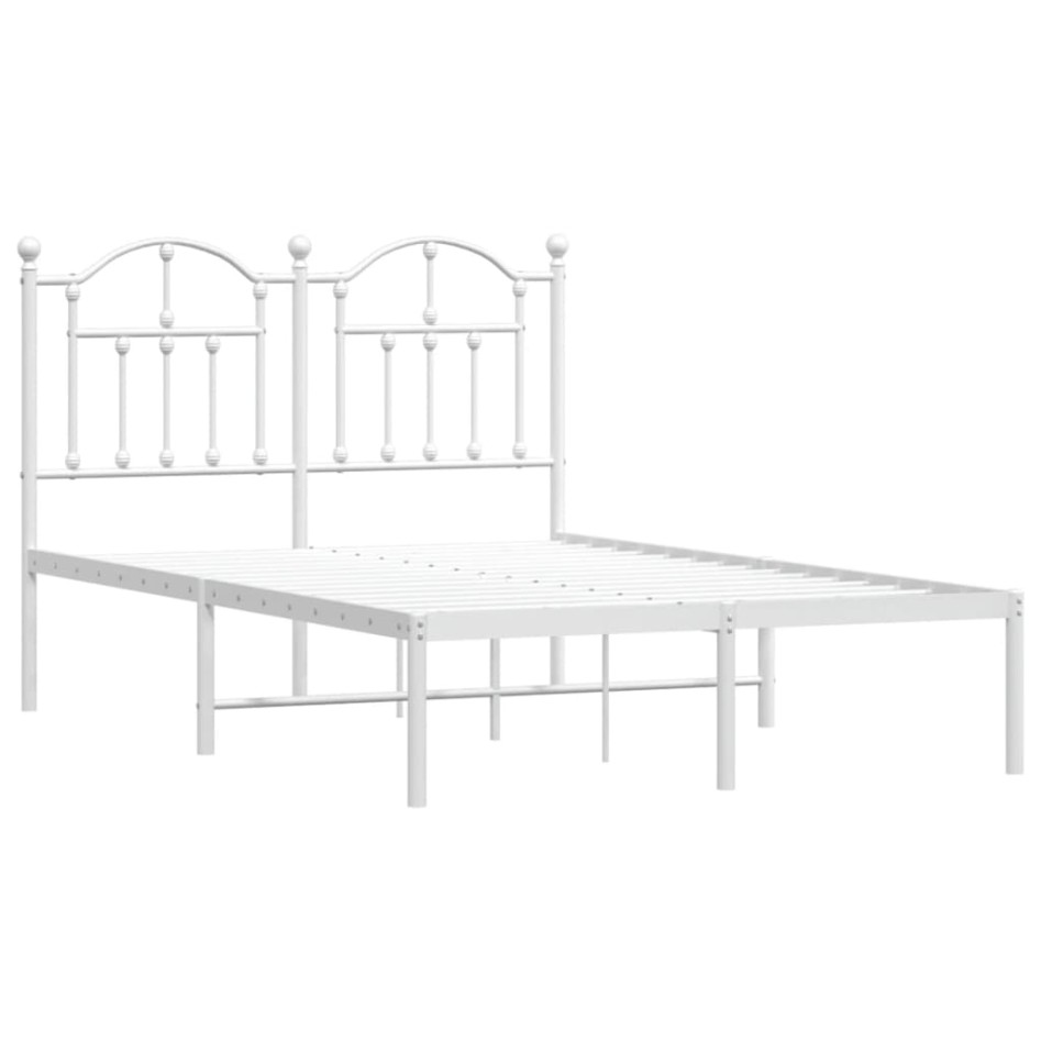 Estructura de cama de metal con cabecero blanca 120x190