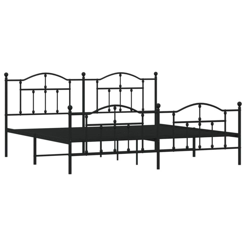 Estructura de cama cabecero y estribo metal negro 200x200