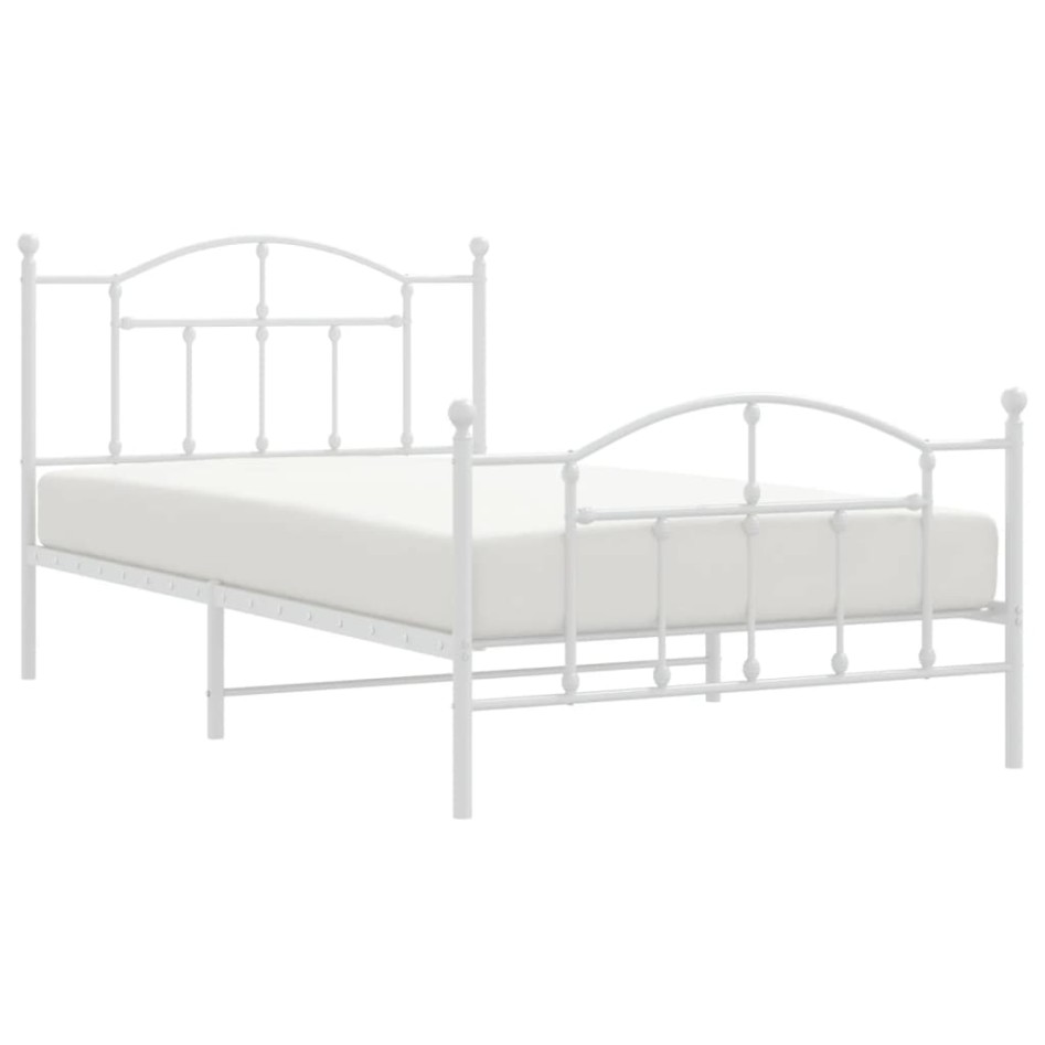Estructura cama metal con cabecero y pie cama blanca 107x203