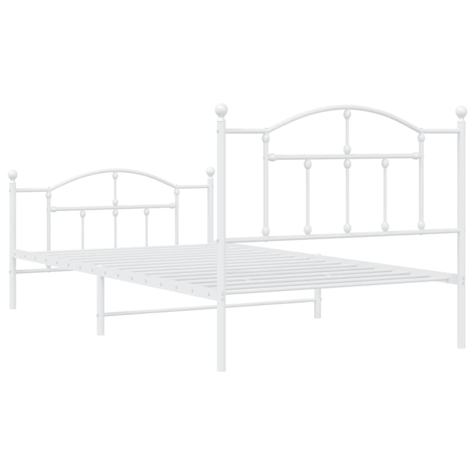 Estructura cama metal con cabecero y pie cama blanca 107x203