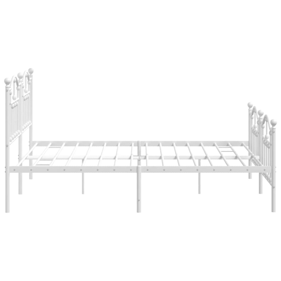 Estructura cama metal con cabecero y estribo blanco 160x200