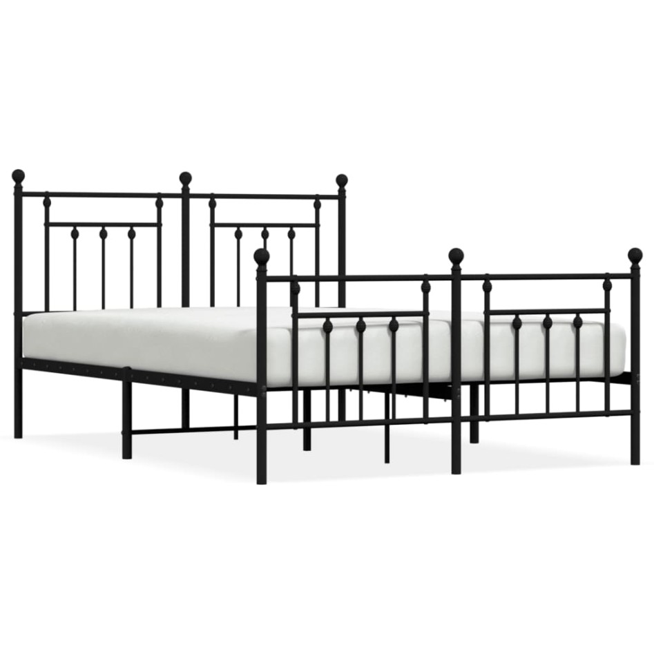 Estructura de cama cabecero y estribo metal negro 140x200