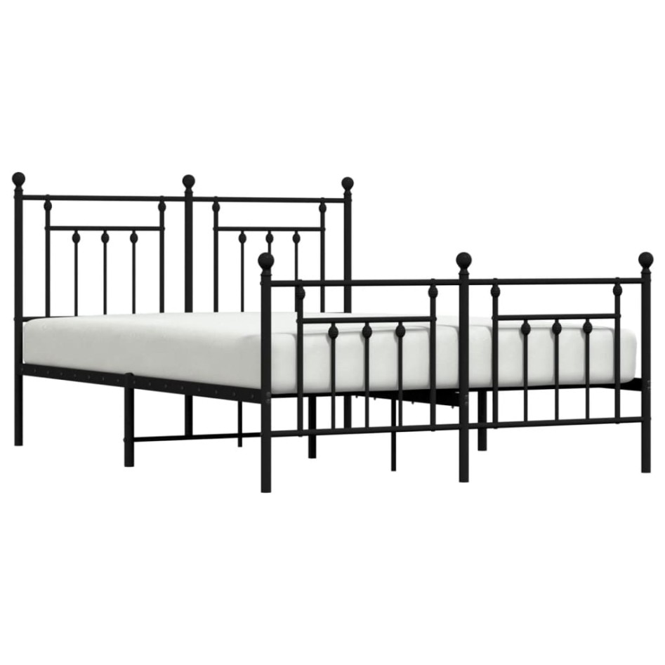 Estructura de cama cabecero y estribo metal negro 140x200