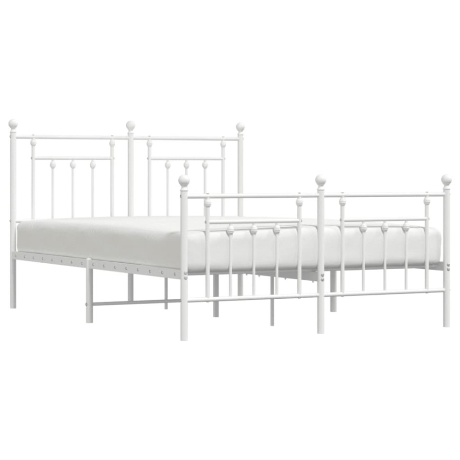 Estructura cama metal cabecero y estribo blanco 140x190
