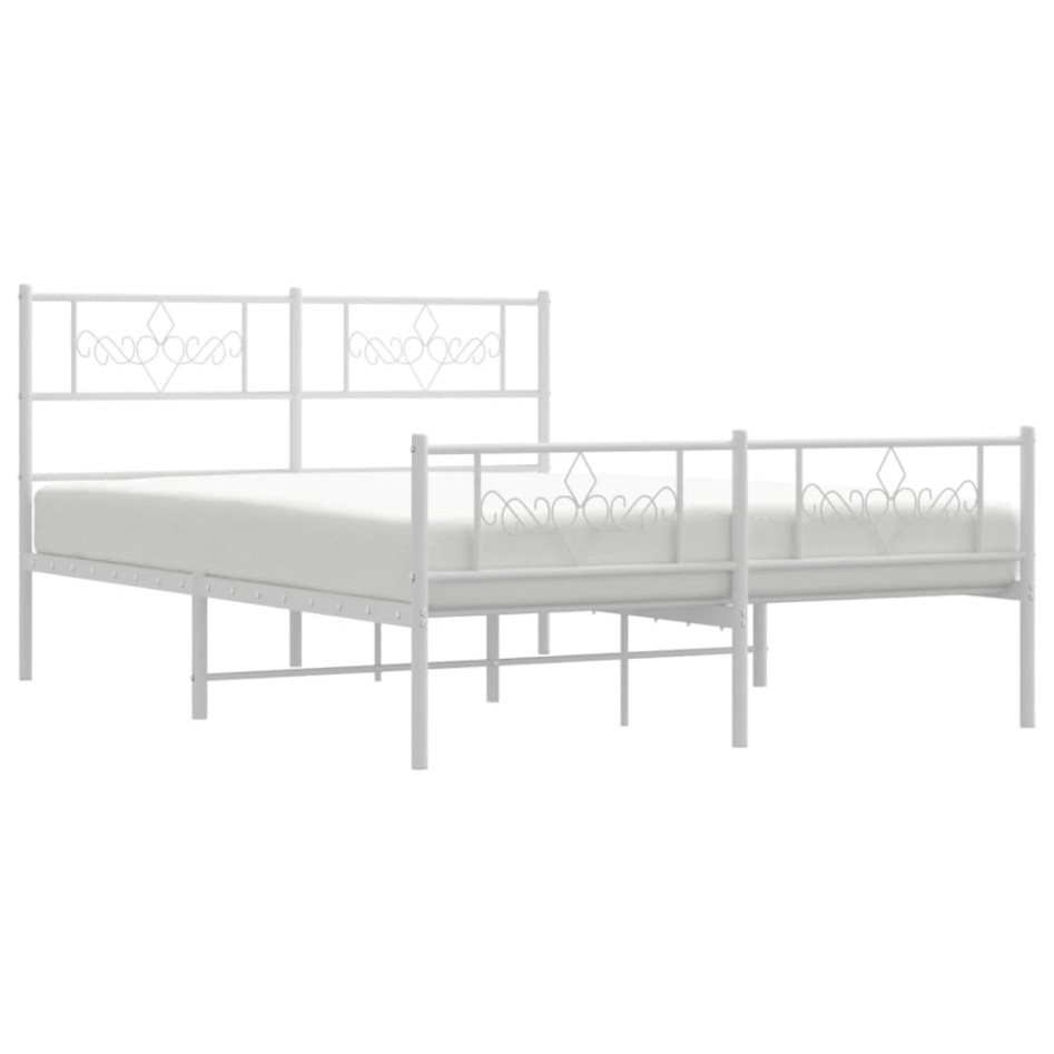 Estructura cama metal cabecero y estribo blanco 140x190