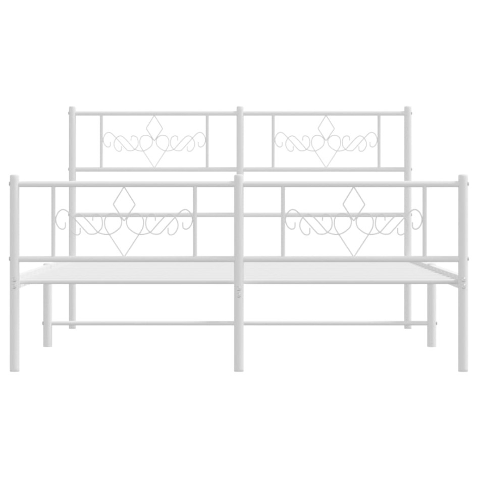 Estructura cama metal cabecero y estribo blanco 140x190