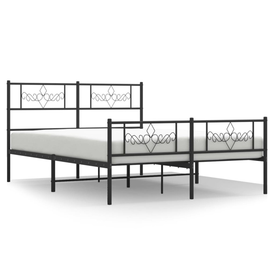 Estructura de cama cabecero y estribo metal negro 140x200