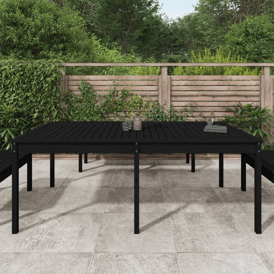 Mesa de jardín madera maciza de pino negro 203,5x100x76