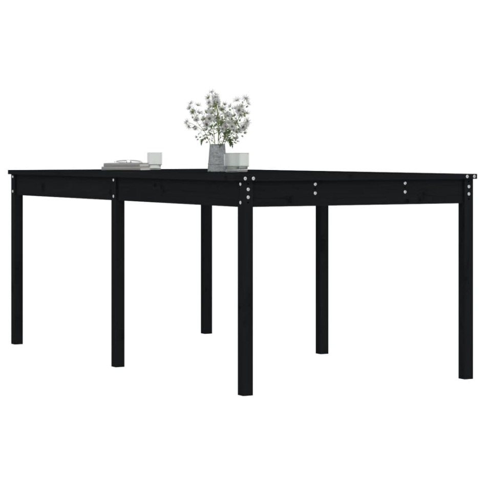 Mesa de jardín madera maciza de pino negro 203,5x100x76