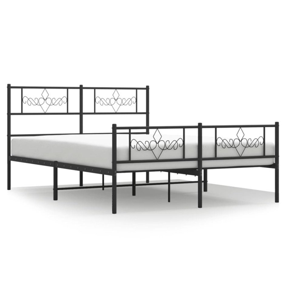 Estructura de cama cabecero y estribo metal negro 135x190