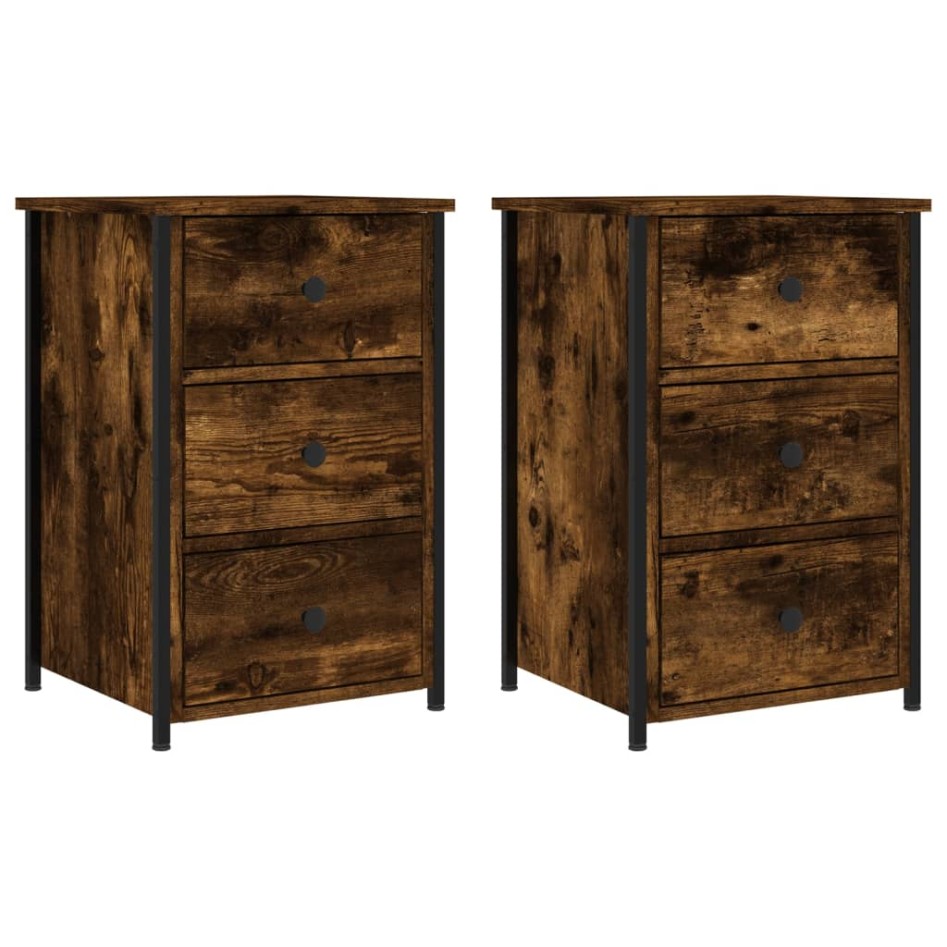 Mesitas noche 2 uds madera ingeniería roble ahumado 40x36x60