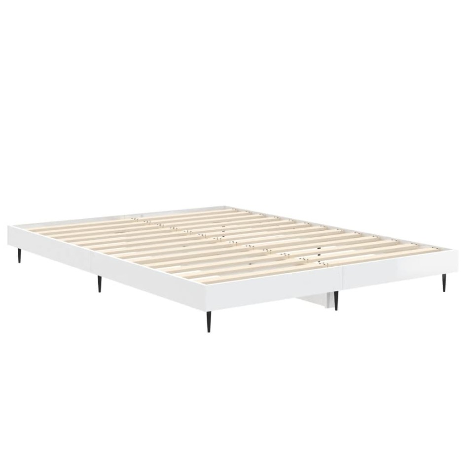 Estructura de cama madera de ingeniería blanco brillo