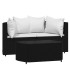 Set de muebles de jardín 3 pzas y cojines ratán sintético