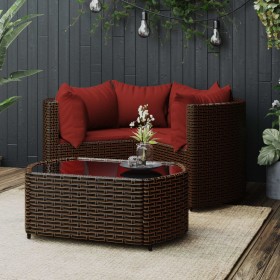 Set muebles de jardín 4 piezas y cojines ratán sintético