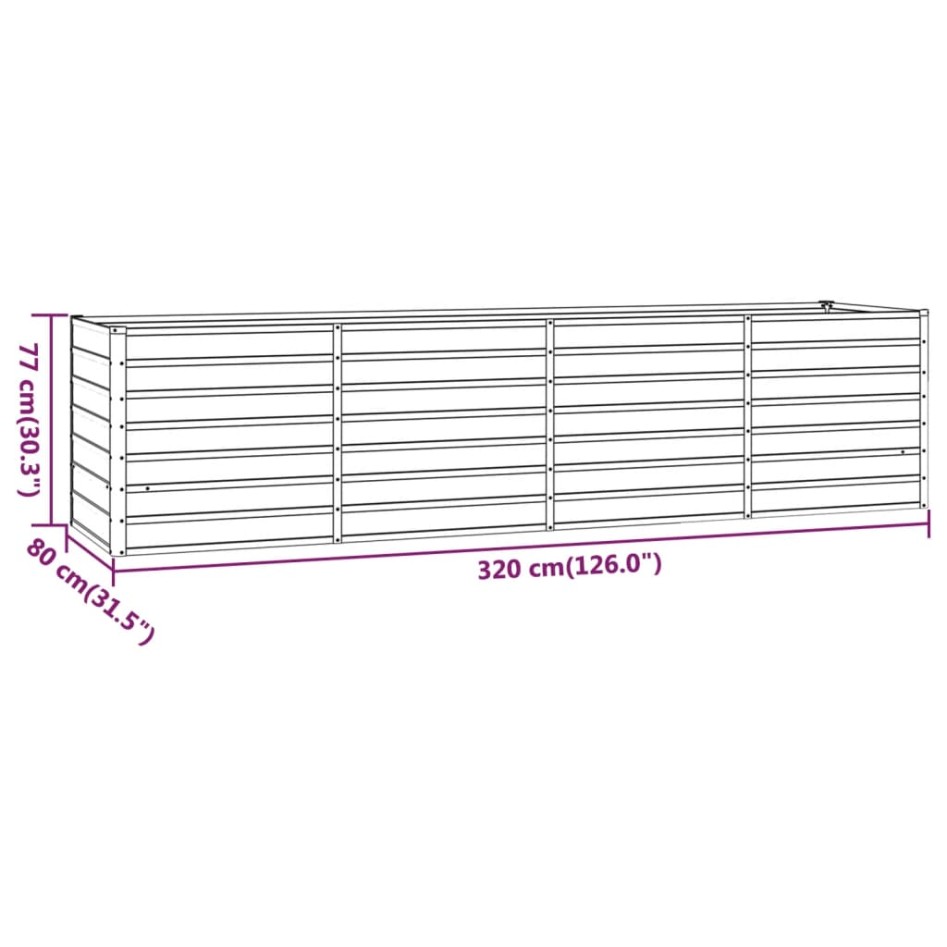Arriate oxidado de acero corten 320x80x77
