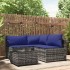 Set de muebles de jardín 4 pzas y cojines ratán sintético
