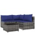 Set de muebles de jardín 4 pzas y cojines ratán sintético