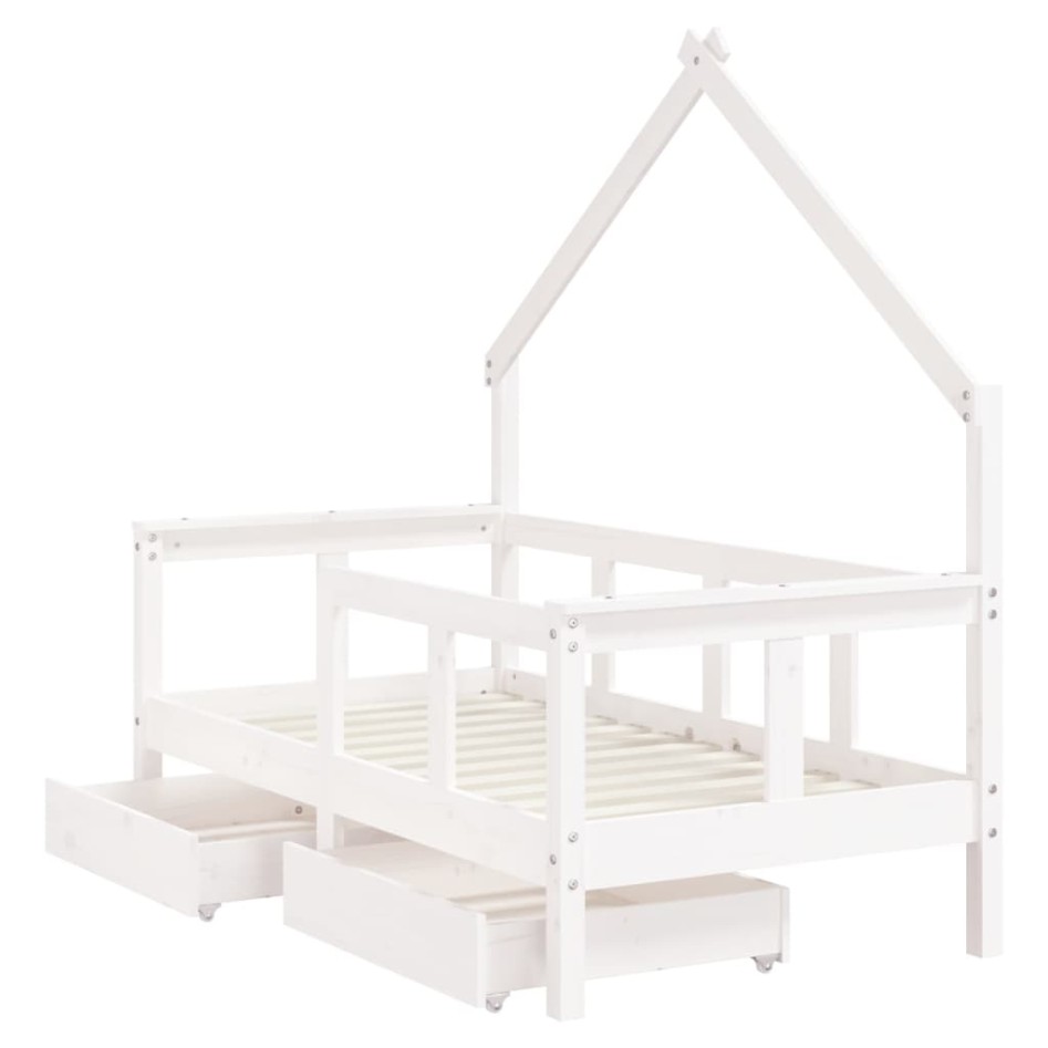 Estructura cama niños con cajones madera pino blanco 70x140