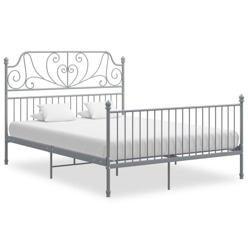 Estructura de cama de metal gris 160x200