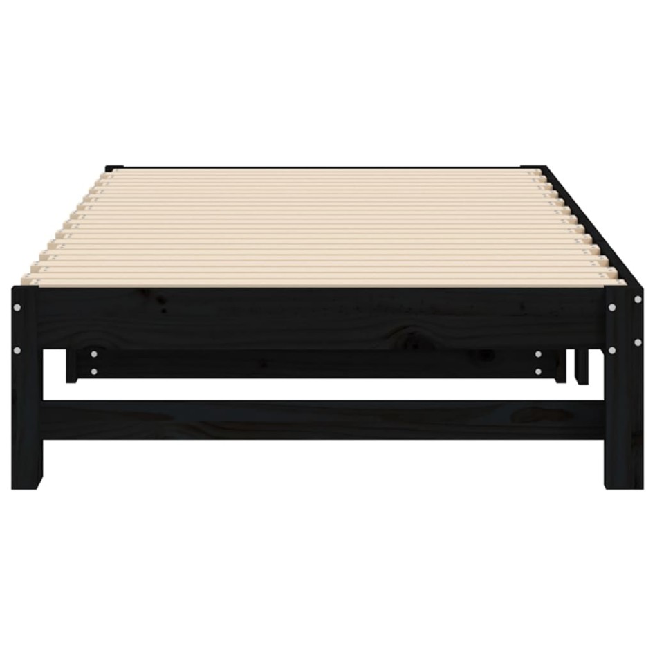 Sofá cama extraíble madera maciza de pino negro 2x(75x190)