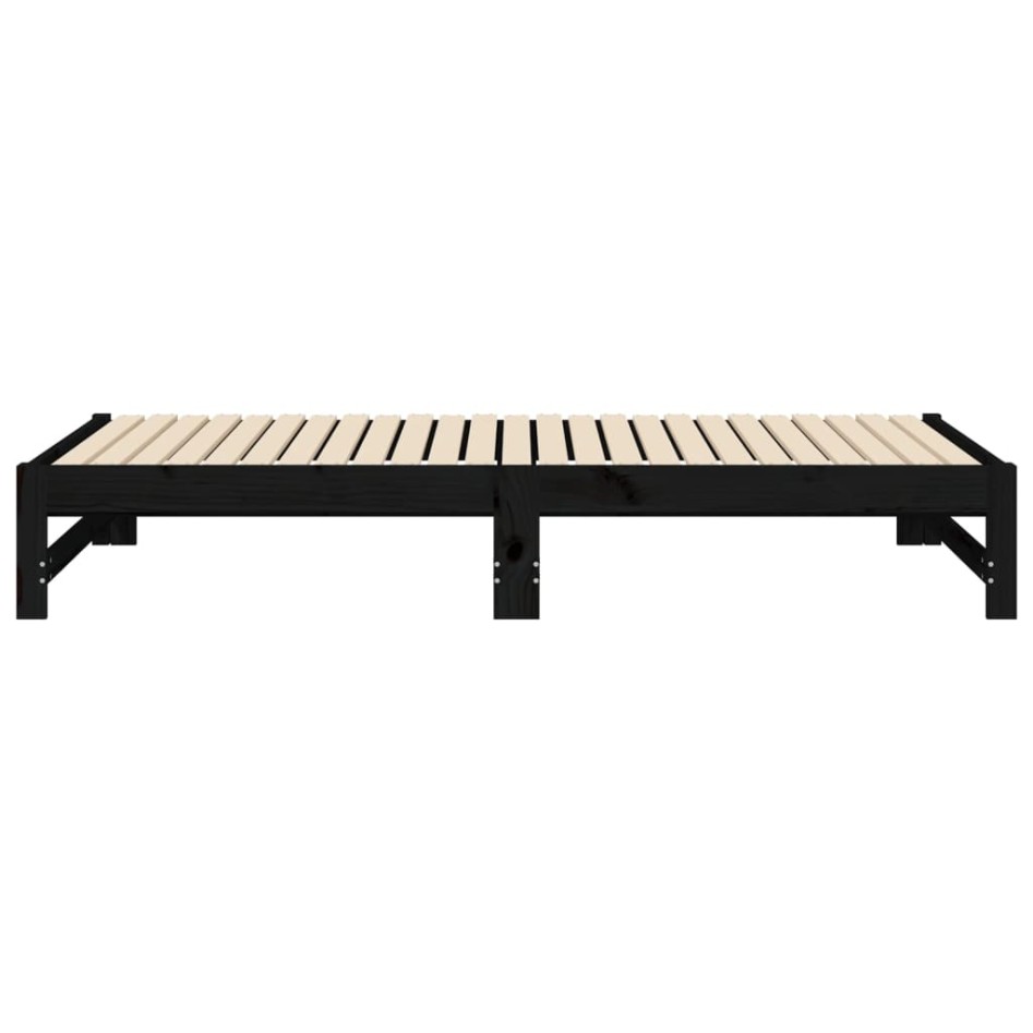 Sofá cama extraíble madera maciza de pino negro 2x(75x190)