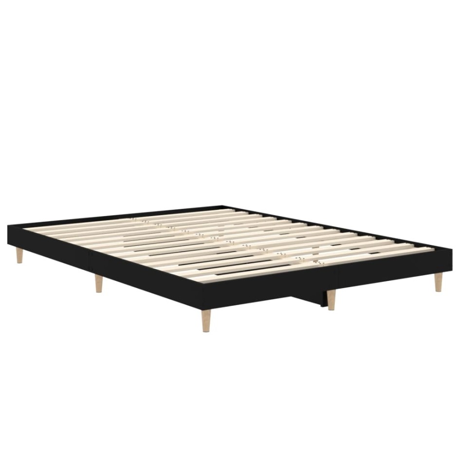 Estructura de cama madera contrachapada negra 135x190