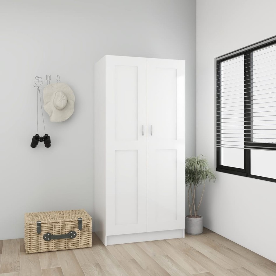 Armario madera contrachapada blanco brillante 82,5x51,5x180